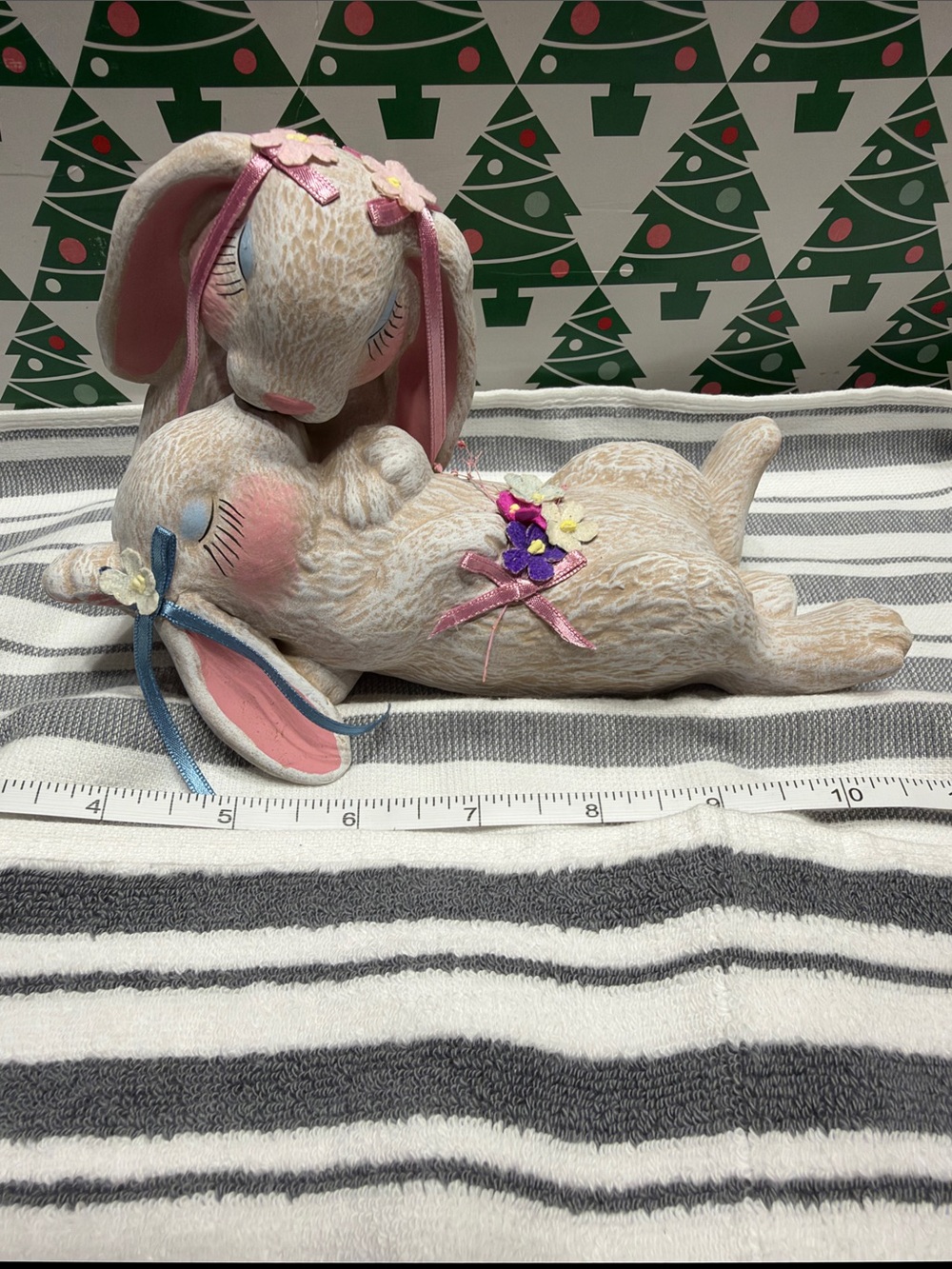 Adorable Pink-Accented Bunny Figurine - Home Accent Decor